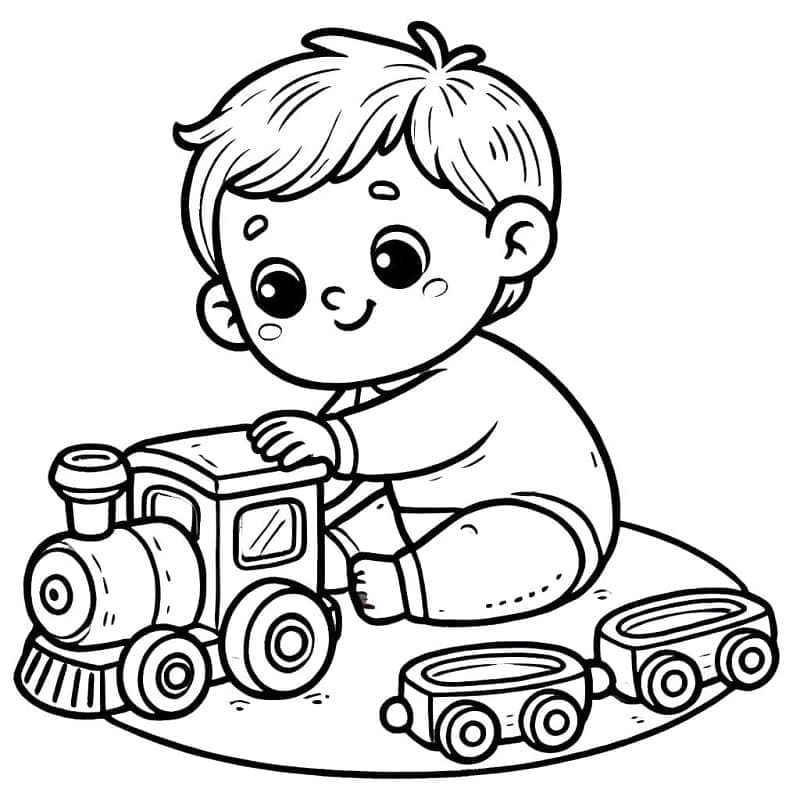 ระบายสี ทารก และรถไฟของเล่น