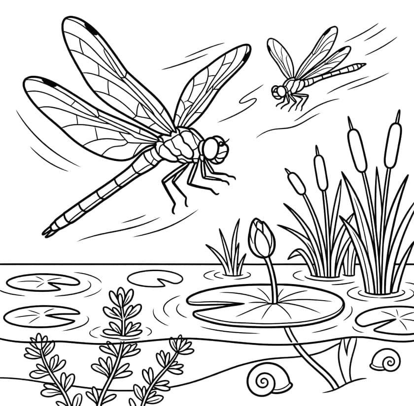 ระบายสี วอเตอร์ แมลงปอ