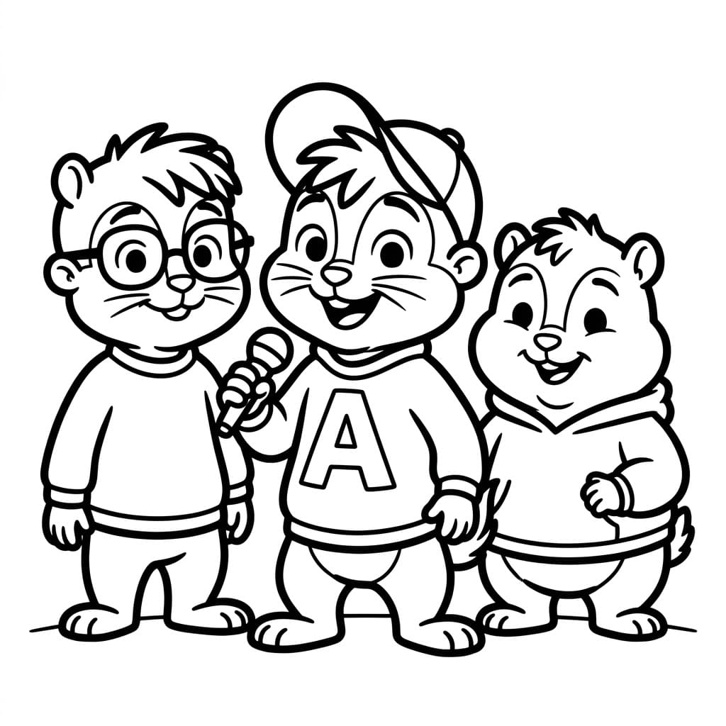 ระบายสี แอลวินกับเพื่อนในชุดเท่