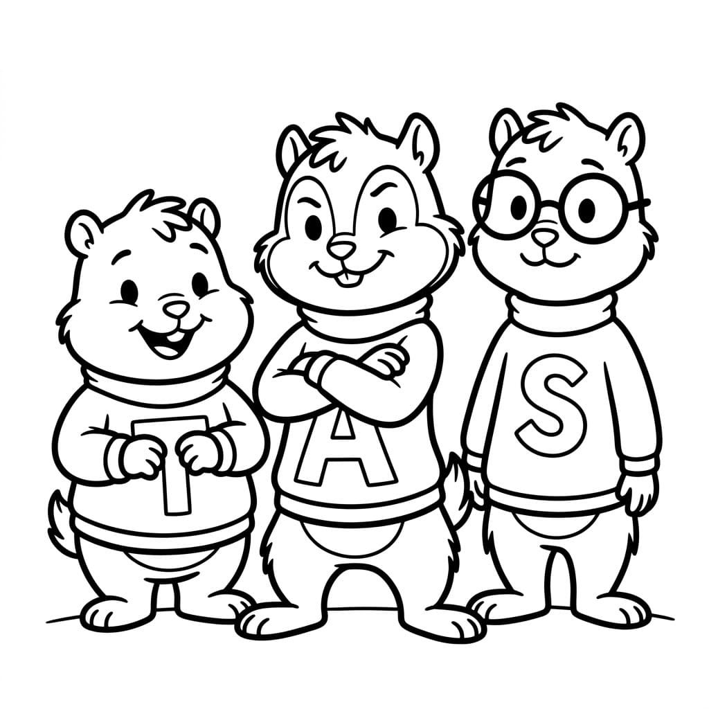 ระบายสี แอลวินและเพื่อนท่าทางมั่นใจ