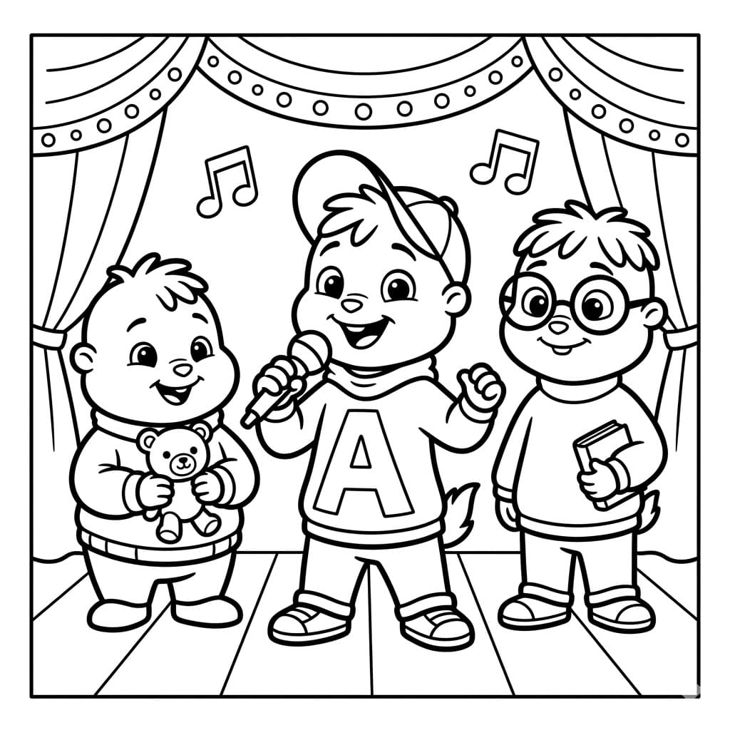 ระบายสี แอลวินร้องเพลงบนเวที