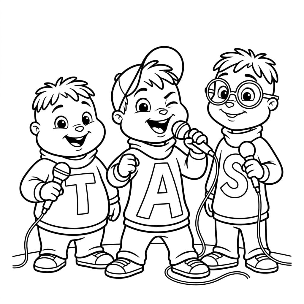 ระบายสี แอลวินถือไมโครโฟน