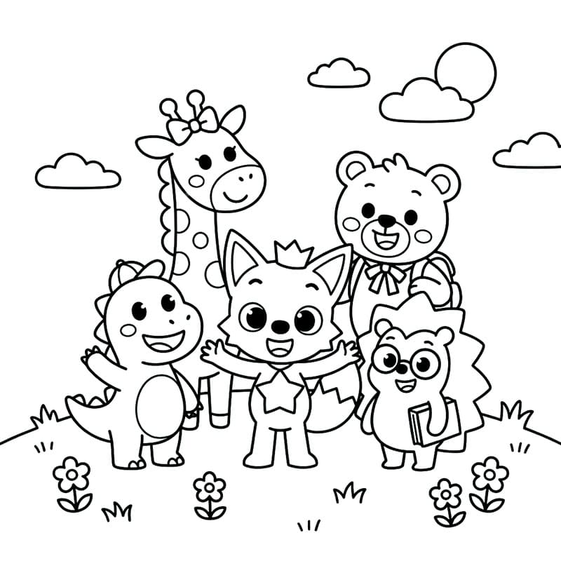 ระบายสี พิงค์ฟองกับเพื่อน