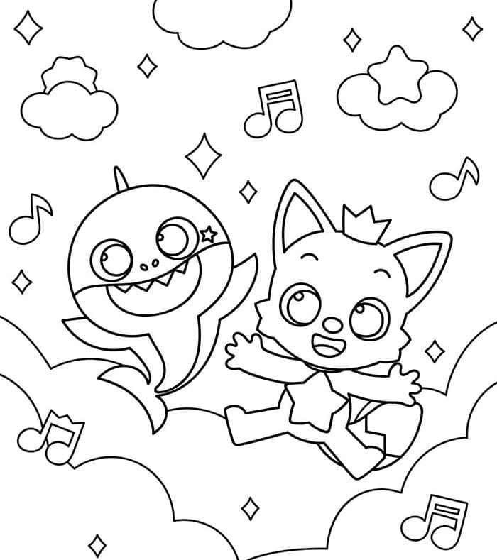 ระบายสี พิงค์ฟองและเบบี้ชาร์คมีความสุข