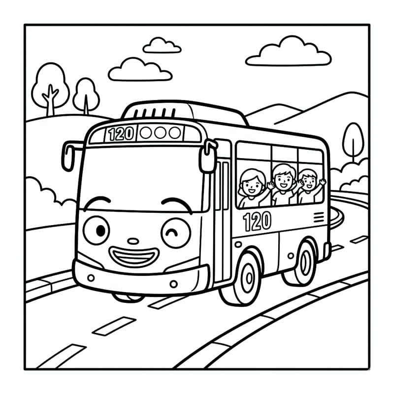 ระบายสี รถบัสน้อยทาโย วาด
