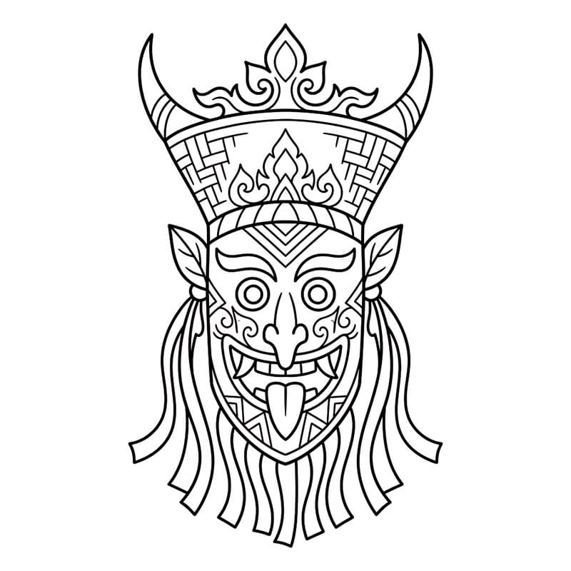 ระบายสี หน้ากากผีตาโขนมงกุฎงาม