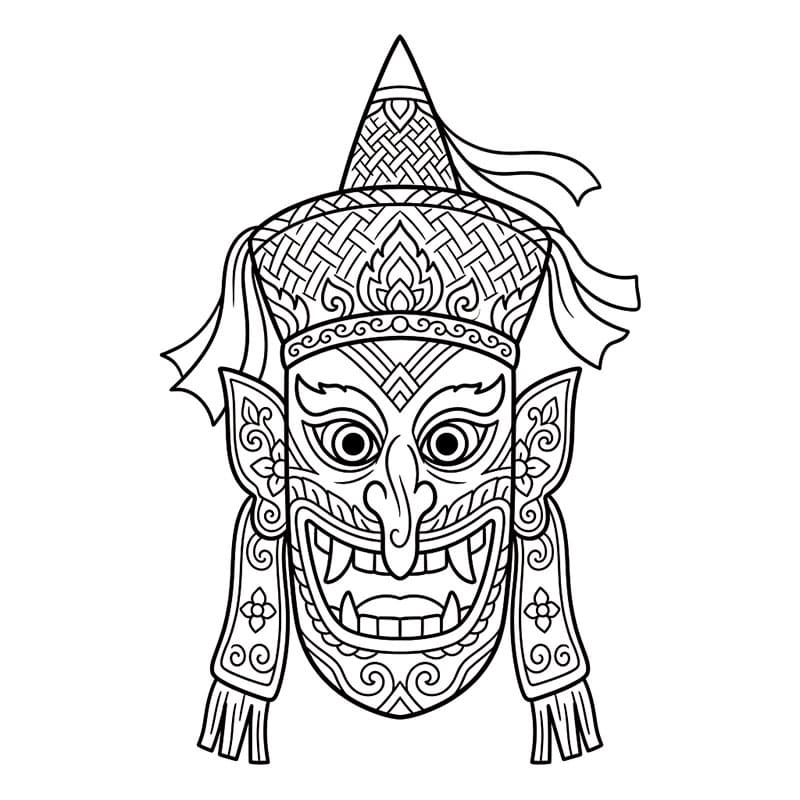 ระบายสี หน้ากากผีตาโขนศิลป์พื้นบ้าน