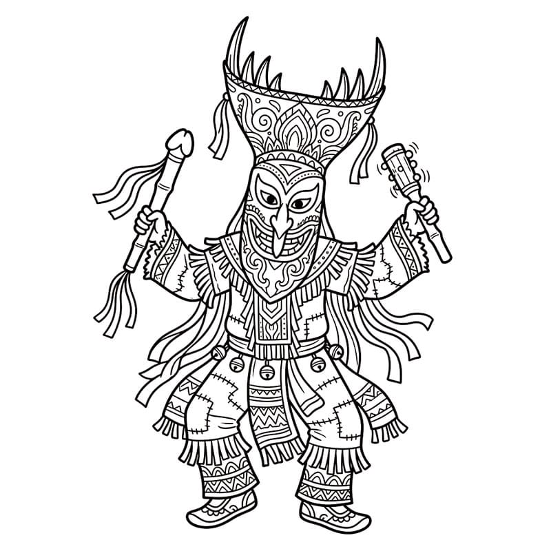 ระบายสี ผีตาโขนลวดลายวิจิตร