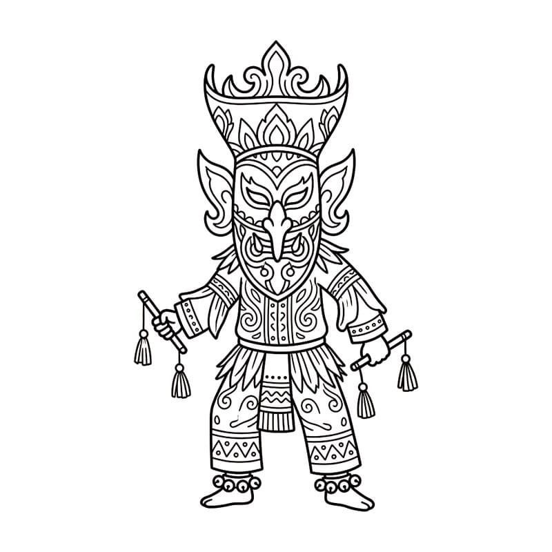 ระบายสี ผีตาโขนมงกุฎสูง