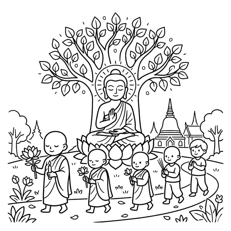 ระบายสี วันวิสาขบูชาเด็กเข้าวัด