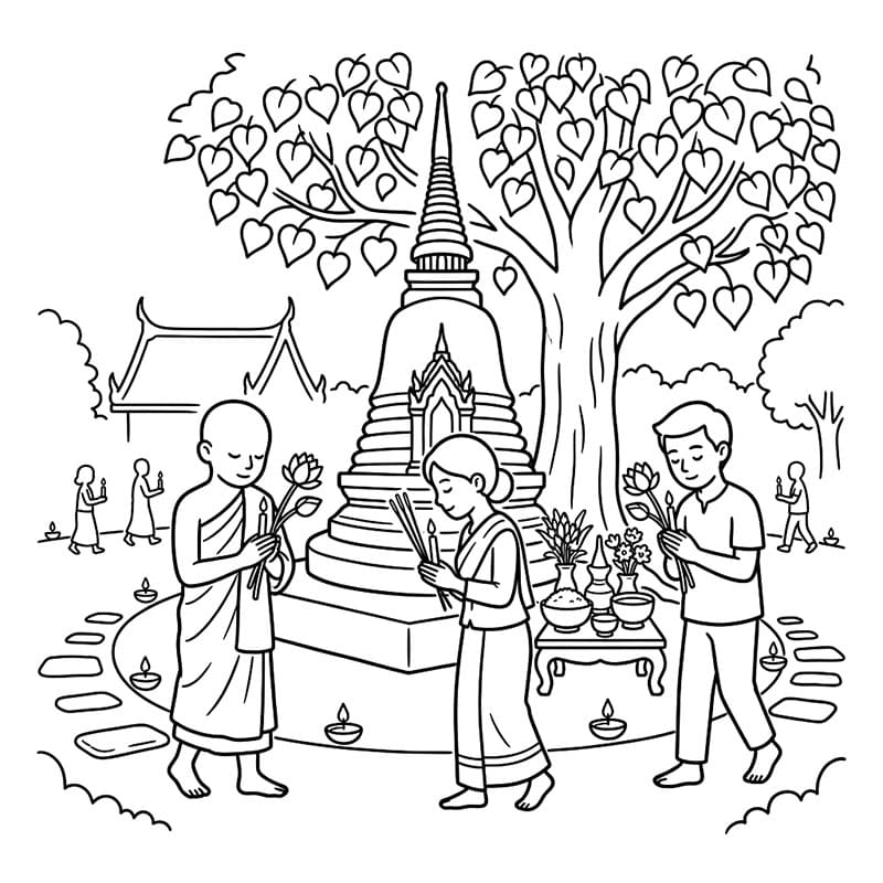 ระบายสี วันวิสาขบูชาหน้าพระเจดีย์