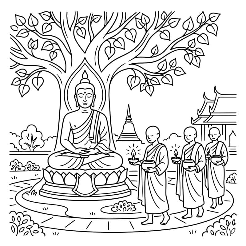 ระบายสี วันวิสาขบูชากับพระสงฆ์
