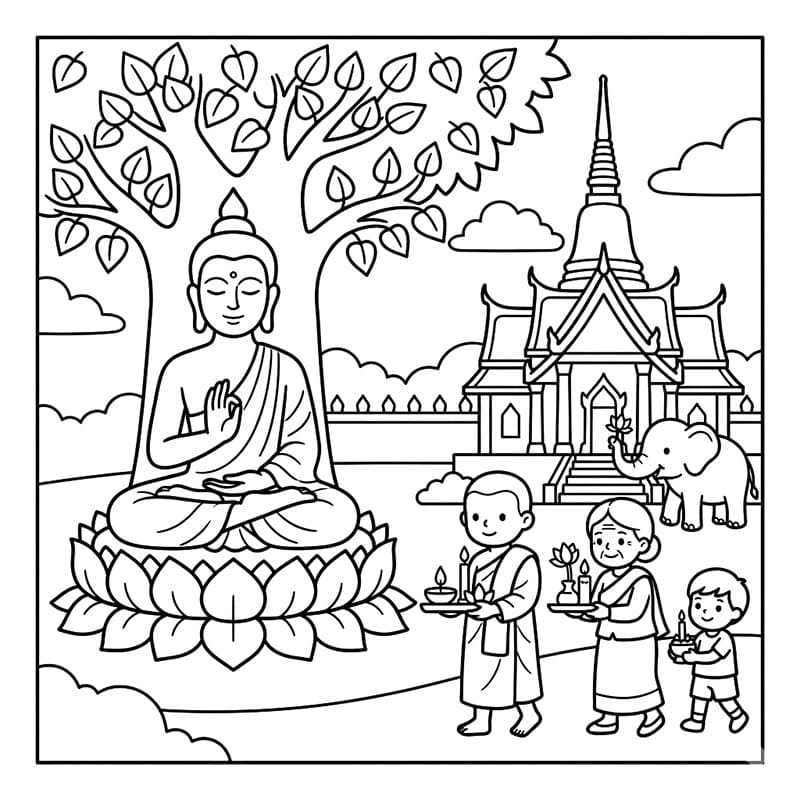 ระบายสี วันวิสาขบูชาครอบครัวศรัทธา