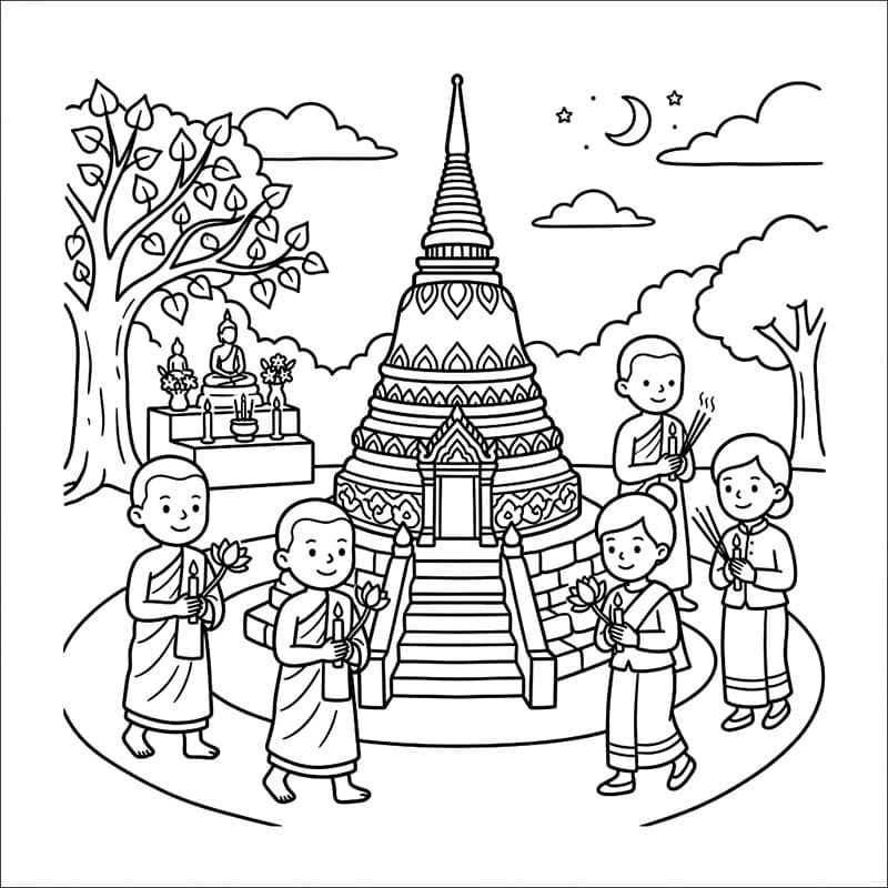 ระบายสี วันวิสาขบูชากลางคืน