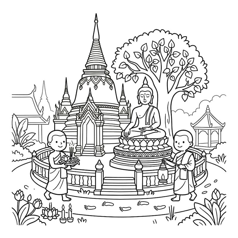 ระบายสี วันวิสาขบูชาพระพุทธกลางวัด
