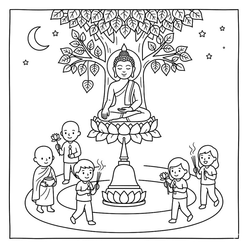 ระบายสี วันวิสาขบูชาพระพุทธยามราตรี