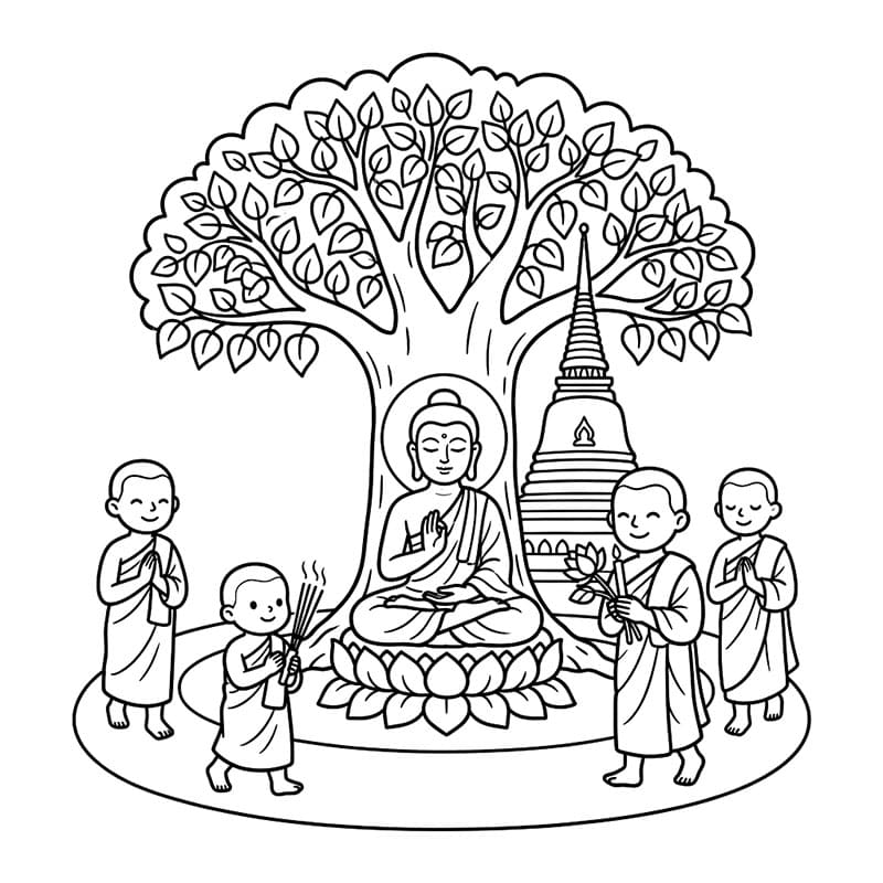 ระบายสี วันวิสาขบูชาร่มเงาโพธิ์