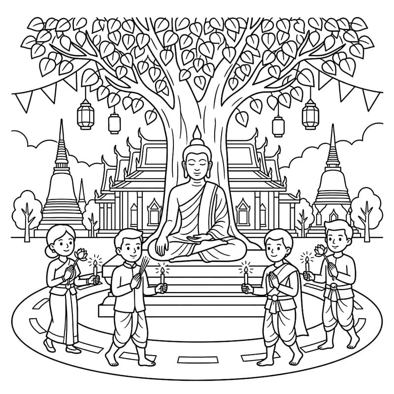 ระบายสี วันวิสาขบูชาร่มโพธิ์ทอง