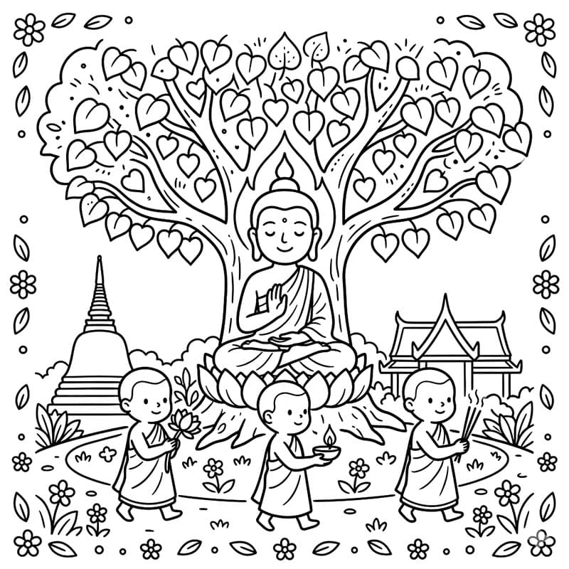 ระบายสี วันวิสาขบูชาต้นโพธิ์แห่งปัญญา