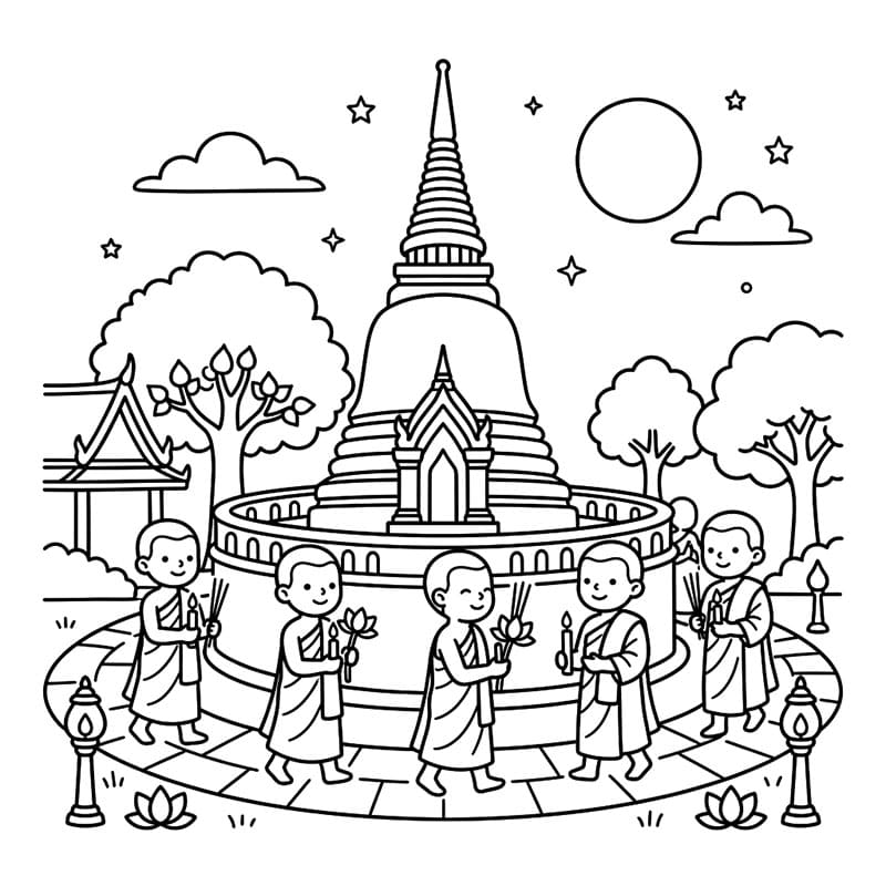 ระบายสี วันวิสาขบูชาเวียนเทียน