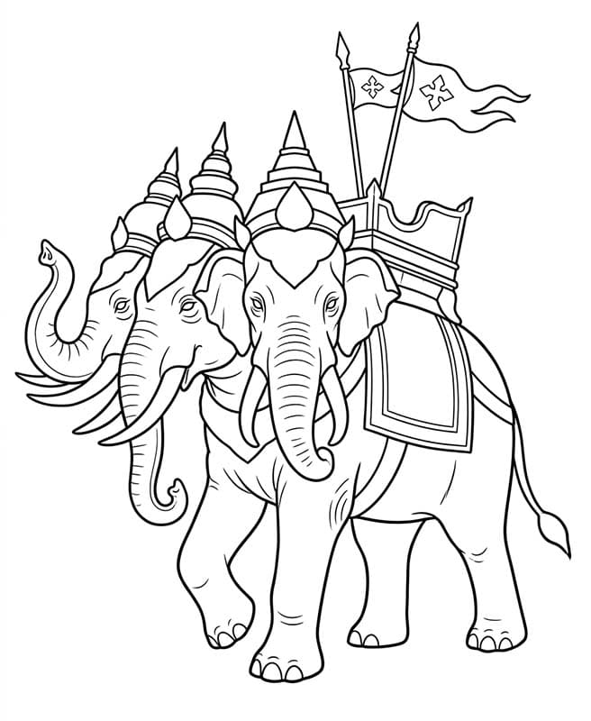 ระบายสี ช้างเอราวัณ หันซ้าย