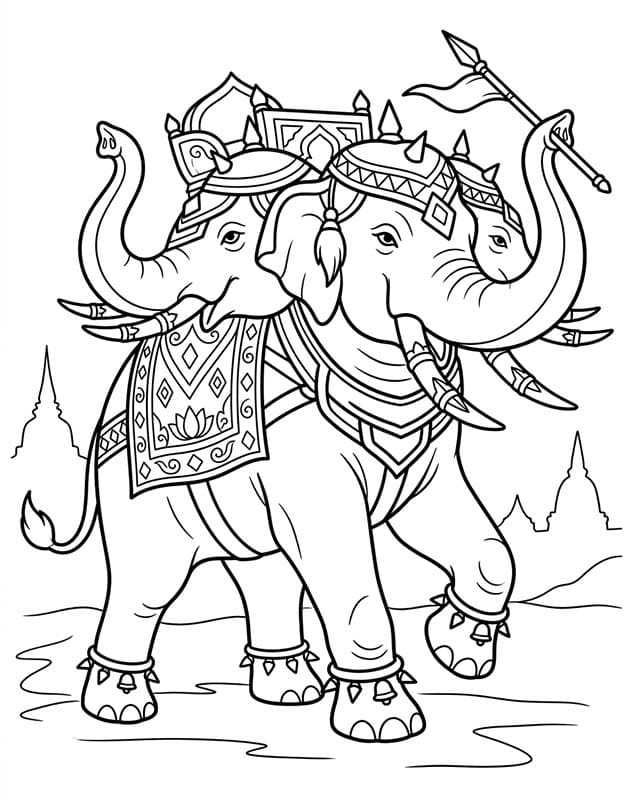 ระบายสี ช้างเอราวัณ ภาพ