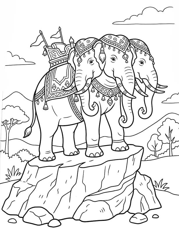 ระบายสี ช้างเอราวัณ ศิลปะไทย