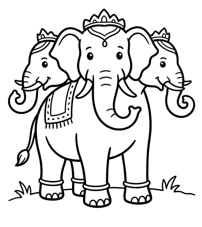 ระบายสี ช้างเอราวัณ ท่าทางสง่างาม