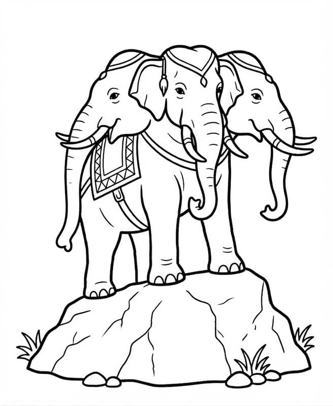 ระบายสี ช้างเอราวัณ ยืนสง่างาม