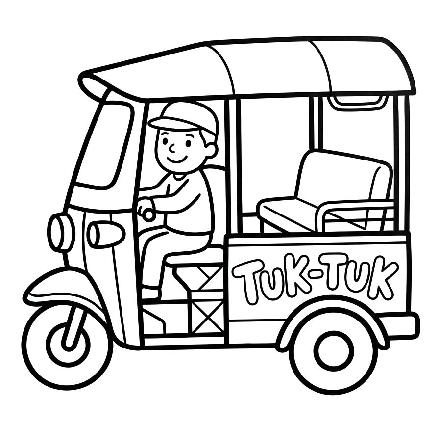 ระบายสี การวาดภาพ รถตุ๊ก ๆ ง่าย