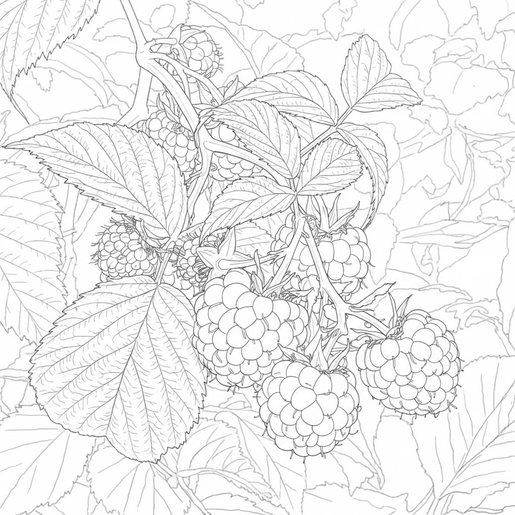 ระบายสี เรียบง่าย ราสเบอร์รี่
