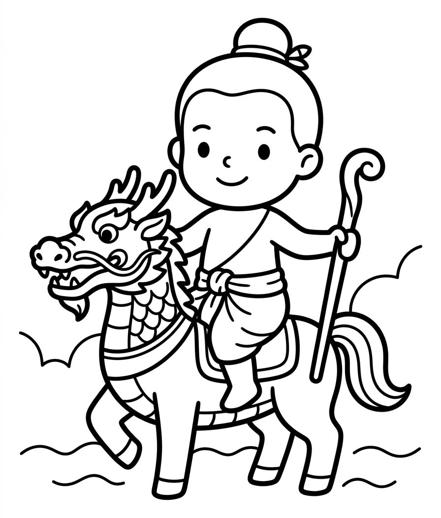 ระบายสี สุดสาคร ขี่ม้านิลมังกร