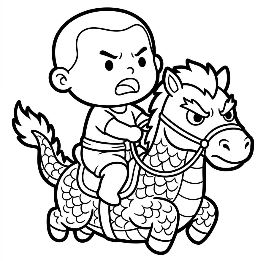 ระบายสี สุดสาคร ขี่ม้า