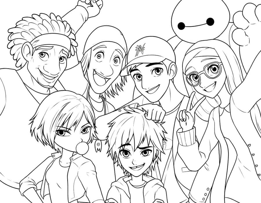 ระบายสี บิ๊กฮีโร่ 6 อักขระ