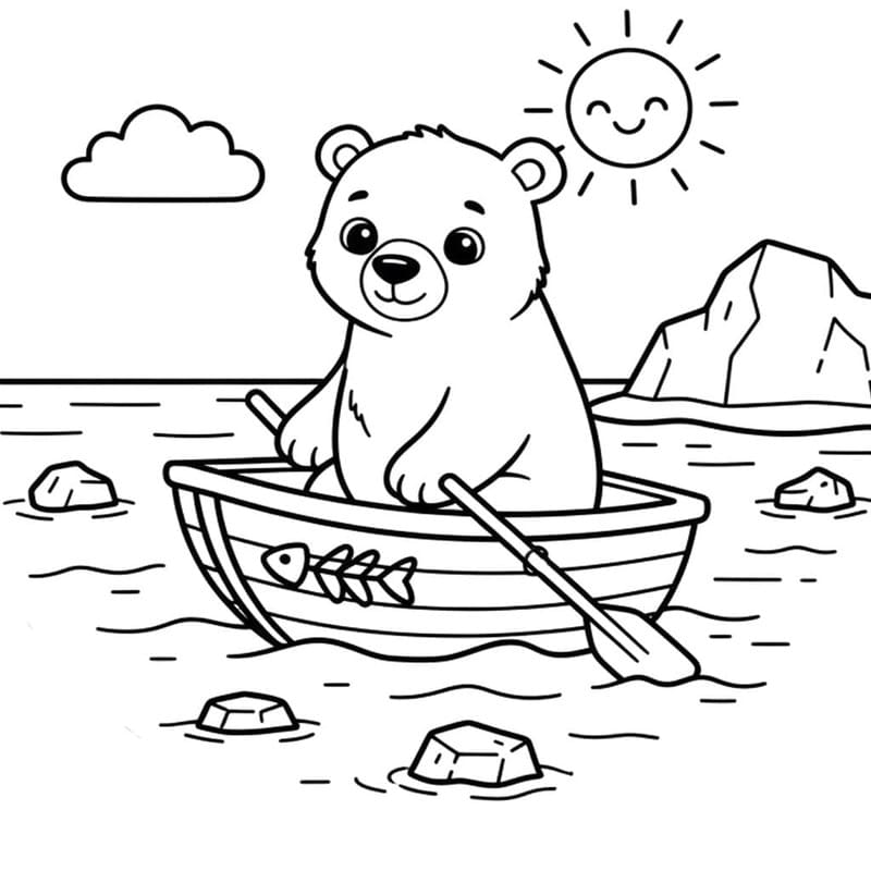 ระบายสี หมีขั้วโลกพายเรือ