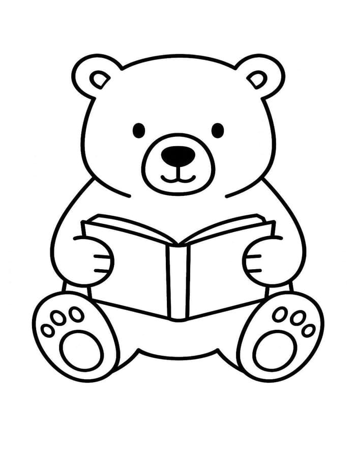ระบายสี หมีขั้วโลกอ่านหนังสือ
