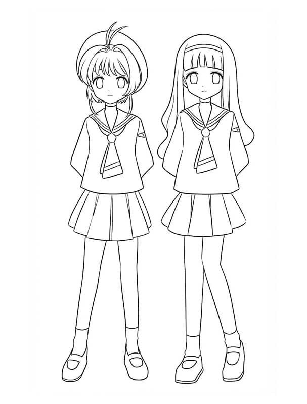 ระบายสี ซากุระกับโทโมโยยืนคู่กัน