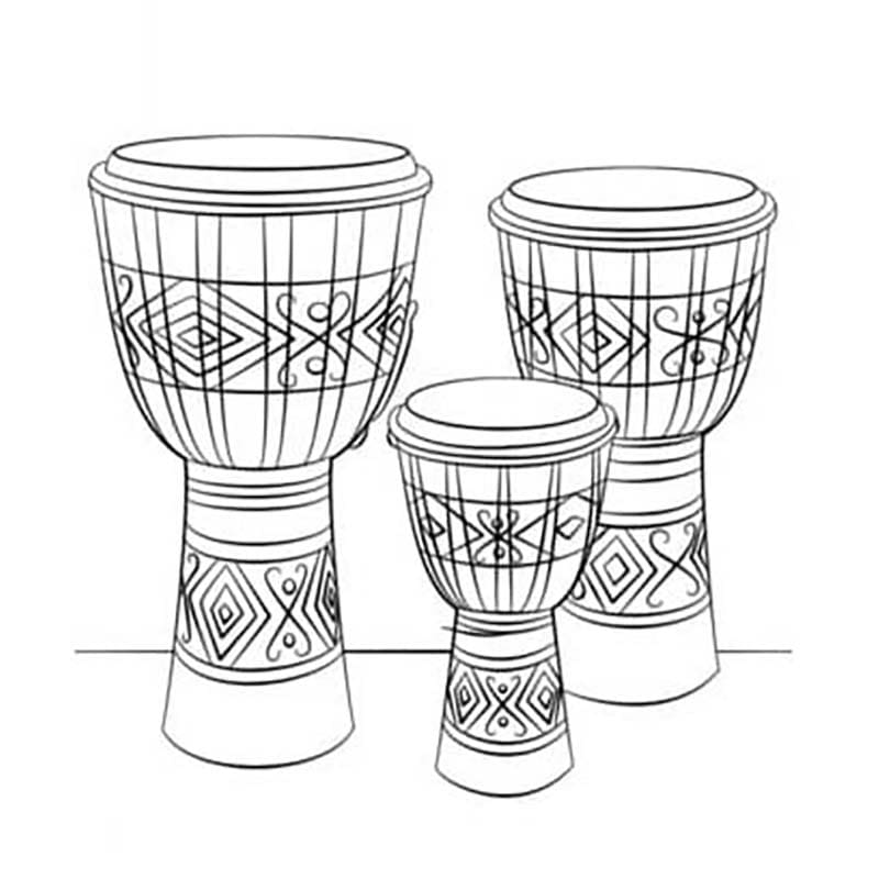 ระบายสี กลองเจมเบเครื่องดนตรี