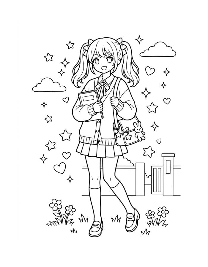 ระบายสี นักเรียนสไตล์น่ารัก