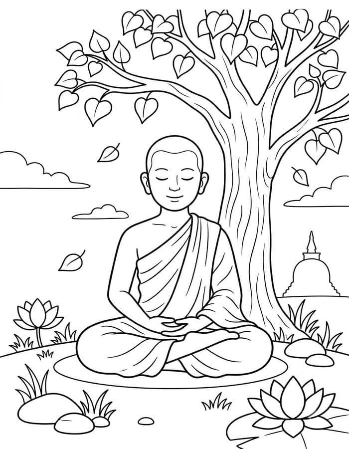 ระบายสี พระกำลังนั่งอยู่
