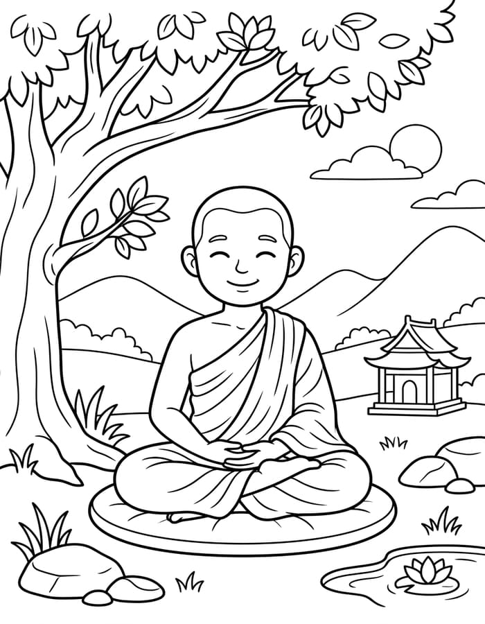 ระบายสี พระมีความสุข
