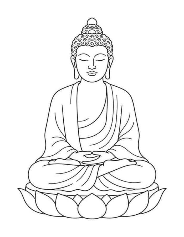 ระบายสี พระนั่งอยู่บนดอกบัว