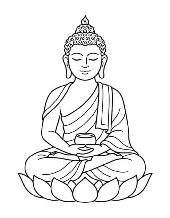 ระบายสี พระถือชามอยู่