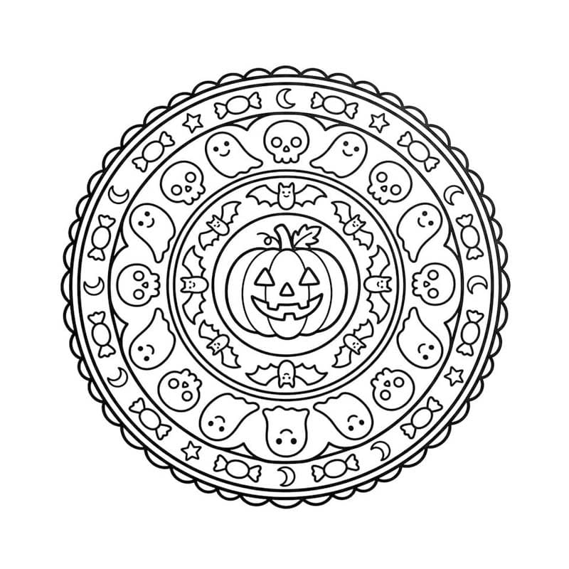 ระบายสี พื้นฐาน ฮาโลวีน มันดาลา
