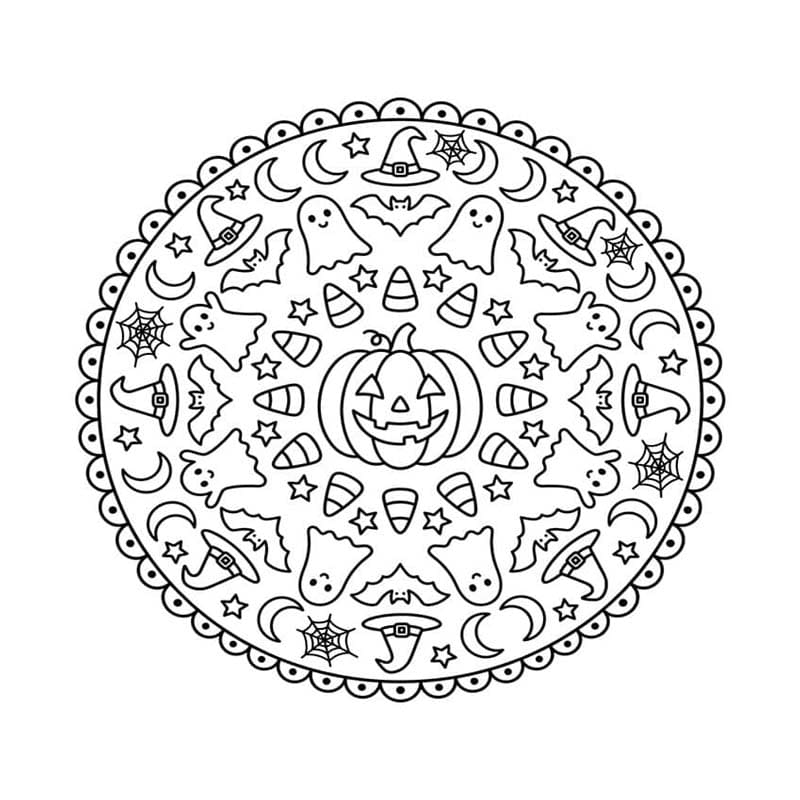 ระบายสี เรียบง่าย ฮาโลวีน มันดาลา